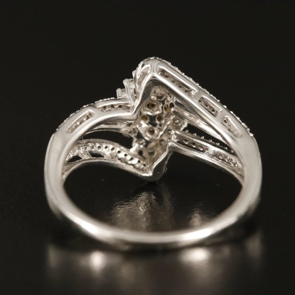 10k Vintage .4 ctw Diamond Cluster Bypass Ring - Picture 3 of 5
